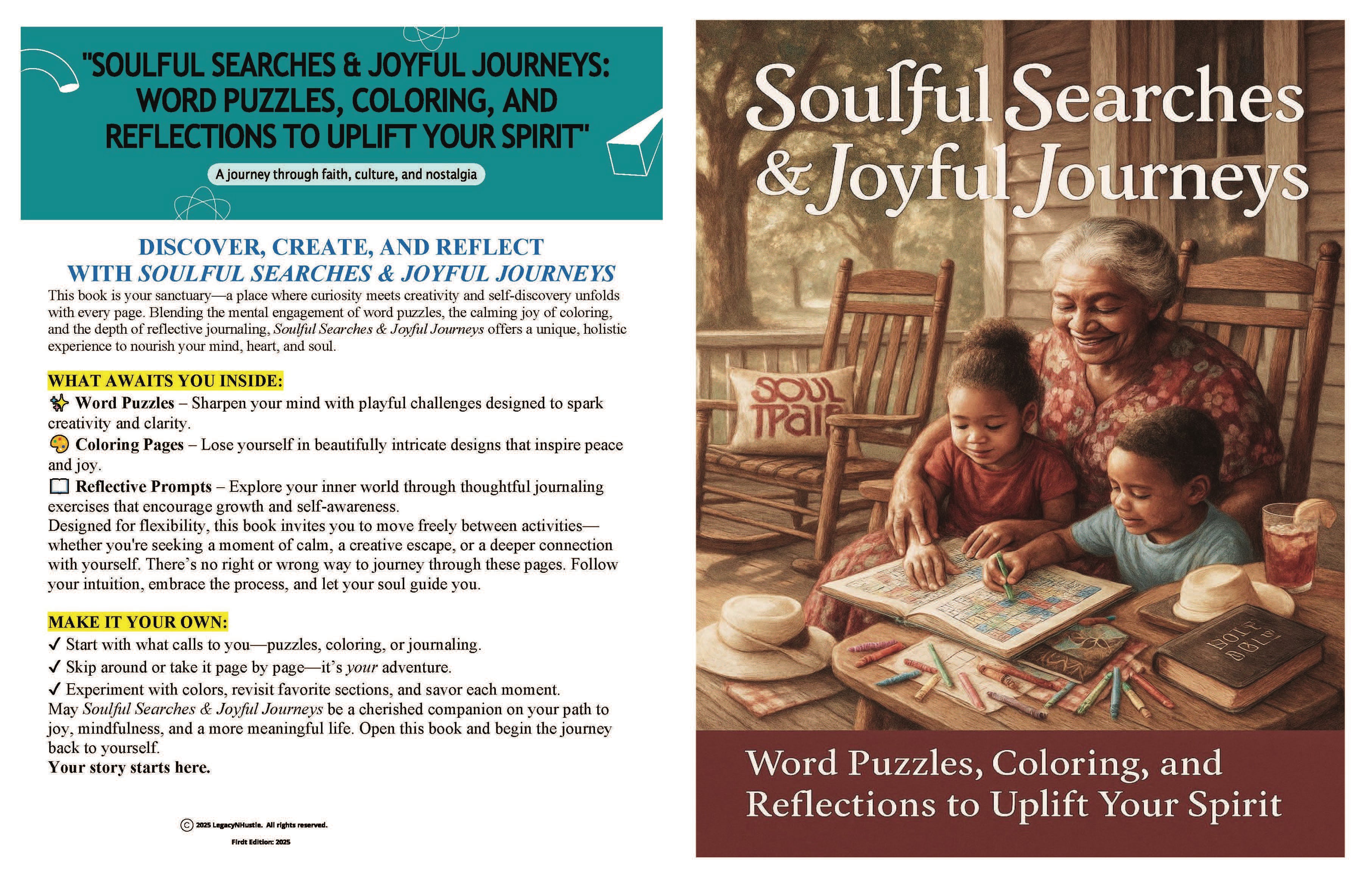 Soulful Searches & Joyful Journeys: Word Puzzles, Coloring, and Reflections to Uplift Your Spirit Book
