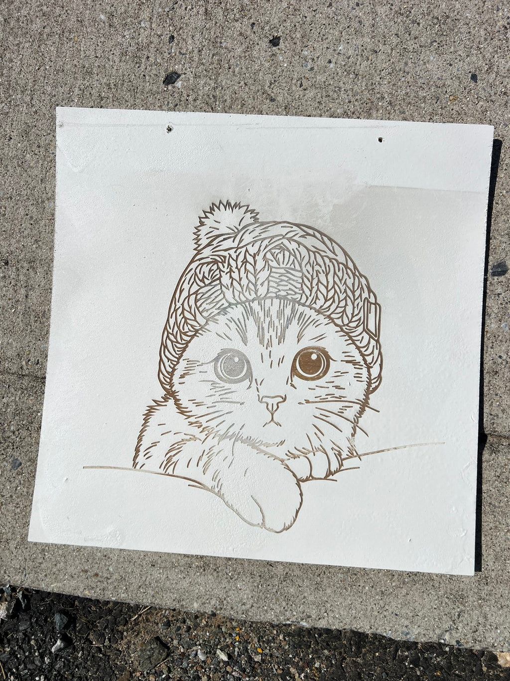 "Cozy Cat" DIY Engraved Wood Coloring Piece