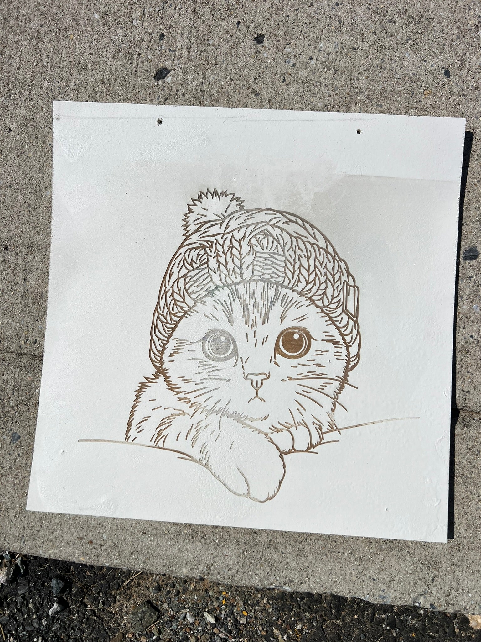 "Cozy Cat" DIY Engraved Wood Coloring Piece