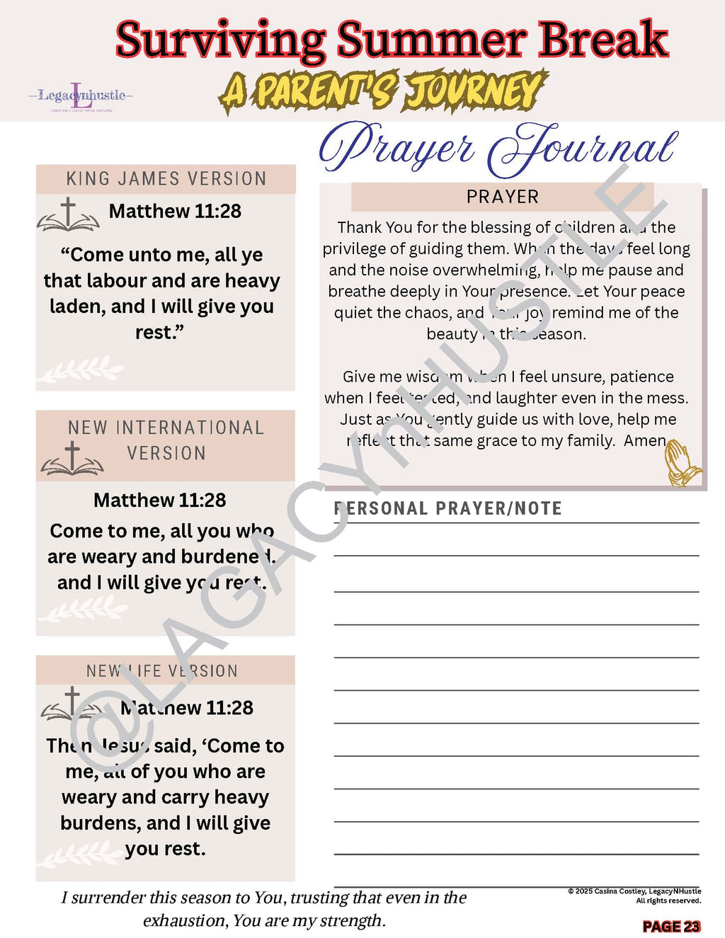 SURVIVING SUMMER BREAK A Parent’s Journey