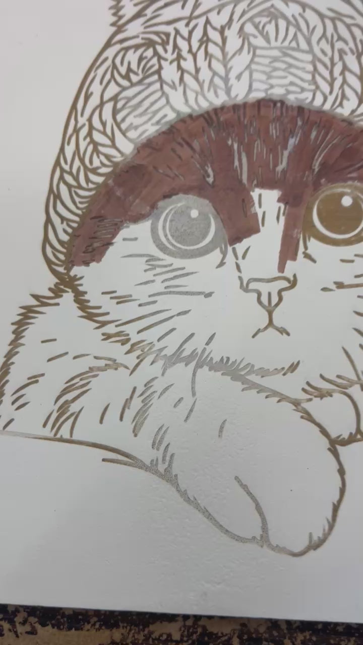 "Cozy Cat" DIY Engraved Wood Coloring Piece